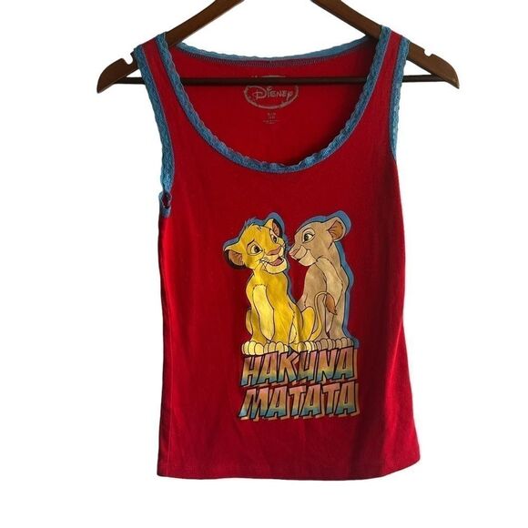 Women's Disney Lion King Hakuna Matata Red & Blue Lace Tank Top - Picture 1 of 6
